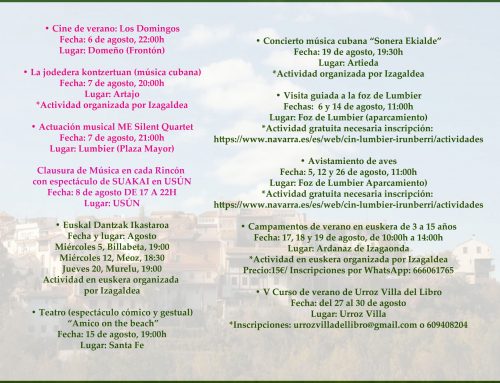 Agenda cultural Cuenca Pirenaica Verano 2026